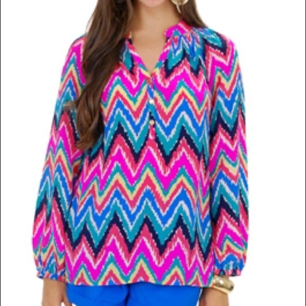 COPY - Lilly Pulitzer Chevron Silk Elsa Blouse